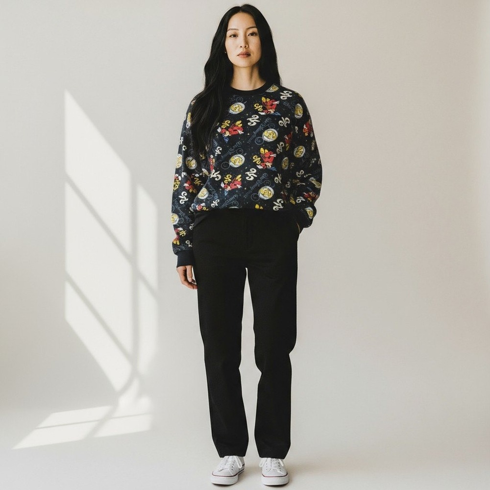 Walt Disney World 25th Anniversary Mickey Mouse All Over Print Sweatshirt Size M